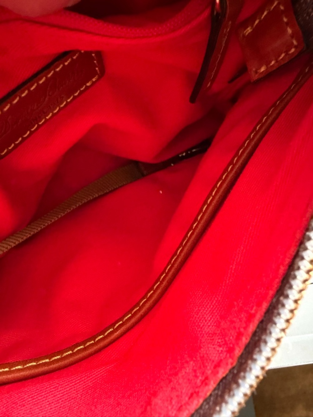 Dooney & Bourke Blue Nylon Crossbody with Brown Leather Trim and Strap - Picture 4 of 10